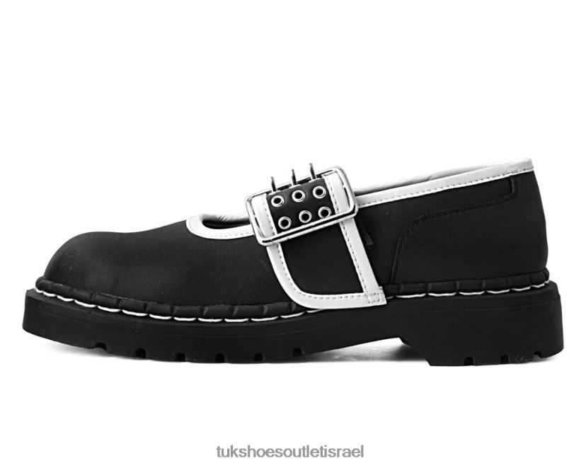 T.U.K. Footwear הַנעָלָה נשים לחתוך מרי ג'יין אנרכית בעלת 3 שיניים JBPR183 לבן שחור