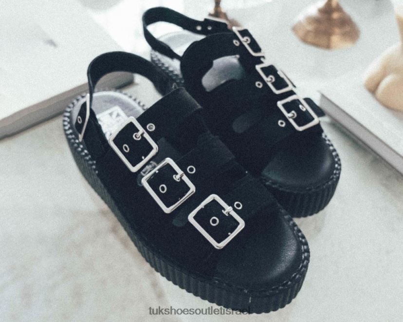 T.U.K. Footwear הַנעָלָה נשים סנדל מונדו מלאכותי זמש בעל 3 אבזמים JBPR302 שָׁחוֹר