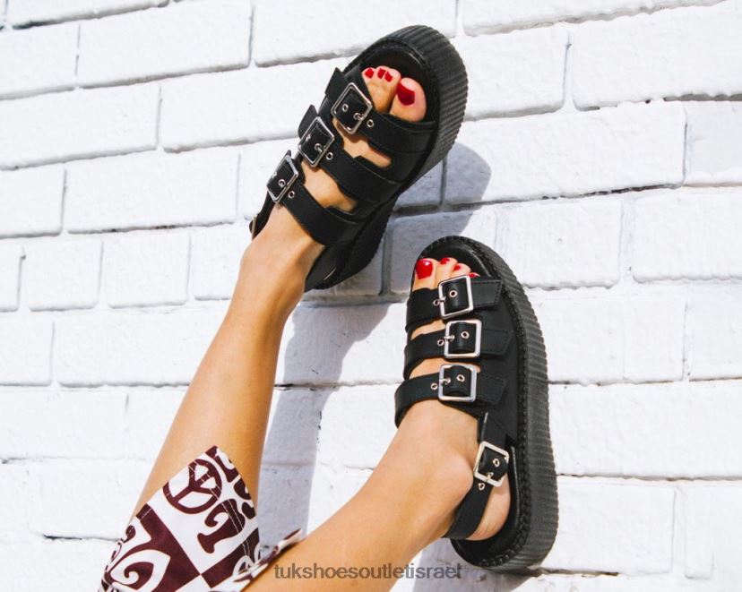 T.U.K. Footwear הַנעָלָה נשים סנדל מונדו בעל 3 אבזמים JBPR304 שָׁחוֹר