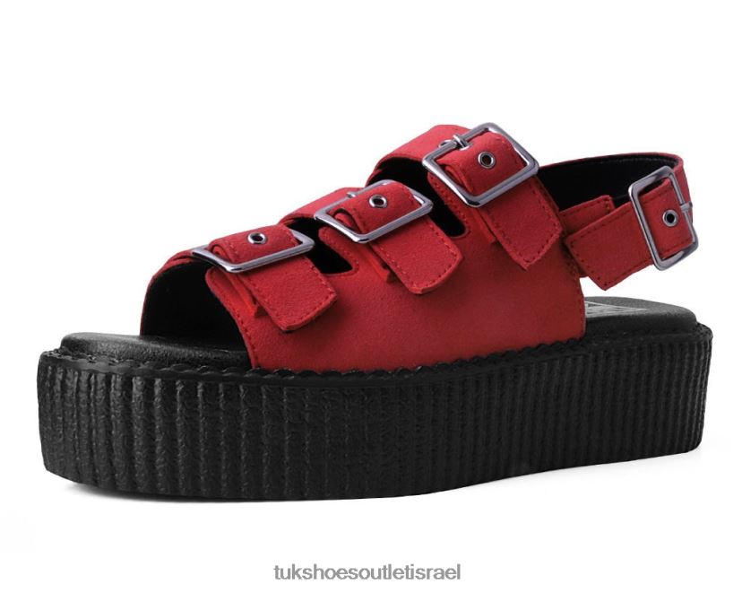 T.U.K. Footwear הַנעָלָה נשים סנדל מונדו מלאכותי זמש בעל 3 אבזמים JBPR305 ג'ינג'ר