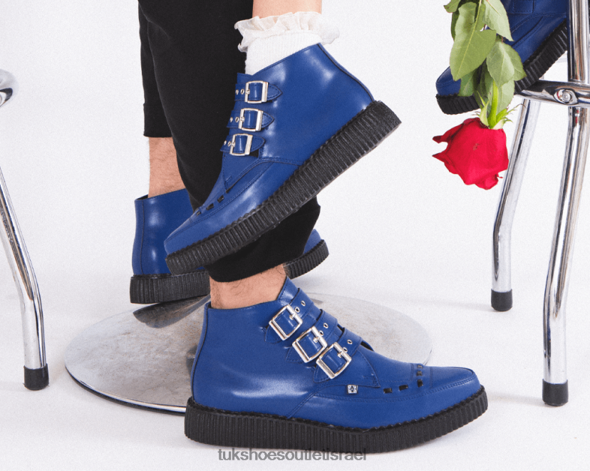 T.U.K. Footwear הַנעָלָה נשים מגף קריפר מחודד בעל 3 אבזמים JBPR60 כחול לזולי