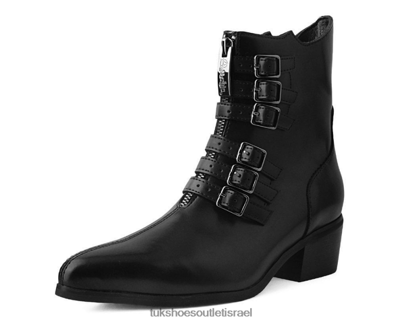 T.U.K. Footwear הַנעָלָה נשים מגף מחודד ויקטוריאני אנרכי בעל 6 אבזמים JBPR215 שָׁחוֹר