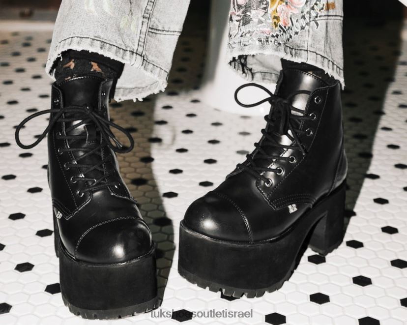 T.U.K. Footwear הַנעָלָה נשים מגף בעל דימום מהאף בעל 7 עיניים JBPR211 שָׁחוֹר