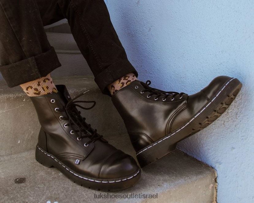 T.U.K. Footwear הַנעָלָה נשים מגף אצבע שעווה בעל 7 עיניים JBPR309 שָׁחוֹר