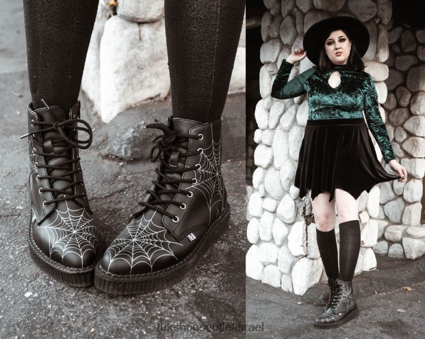 T.U.K. Footwear הַנעָלָה נשים מגף זוהר עם 7 עיניים JBPR63 לבן שחור