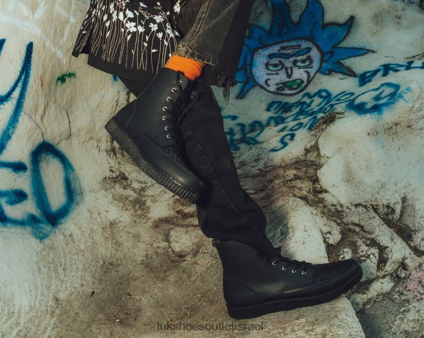 T.U.K. Footwear הַנעָלָה נשים מגף נמוך עם 7 עיניים של viva JBPR225 שָׁחוֹר