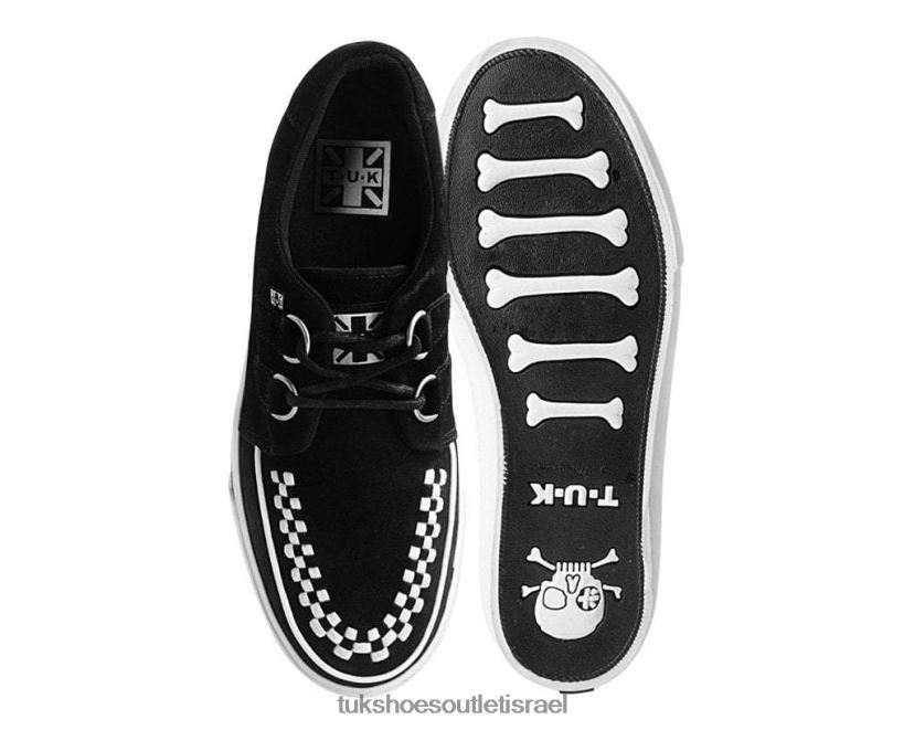T.U.K. Footwear הַנעָלָה נשים נעלי ספורט שזור D-ring זמש JBPR253 לבן שחור