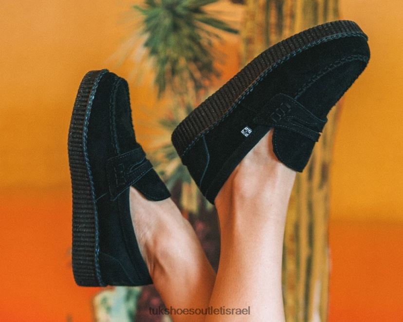 T.U.K. Footwear הַנעָלָה נשים לולאה גרמנית מזמש JBPR113 שָׁחוֹר