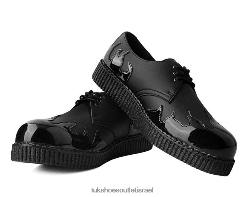 T.U.K. Footwear הַנעָלָה נשים זחל להבה JBPR114 שָׁחוֹר