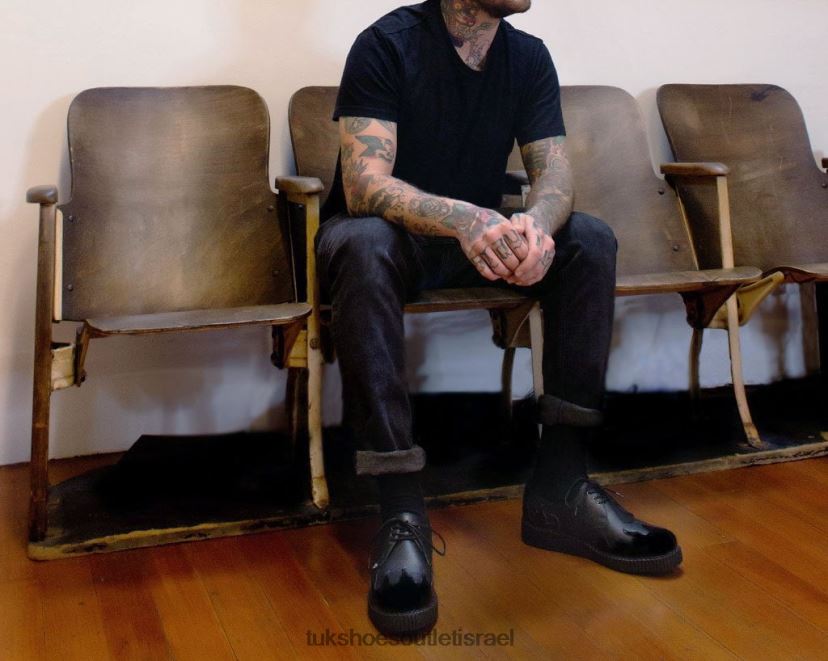 T.U.K. Footwear הַנעָלָה נשים זחל להבה JBPR114 שָׁחוֹר