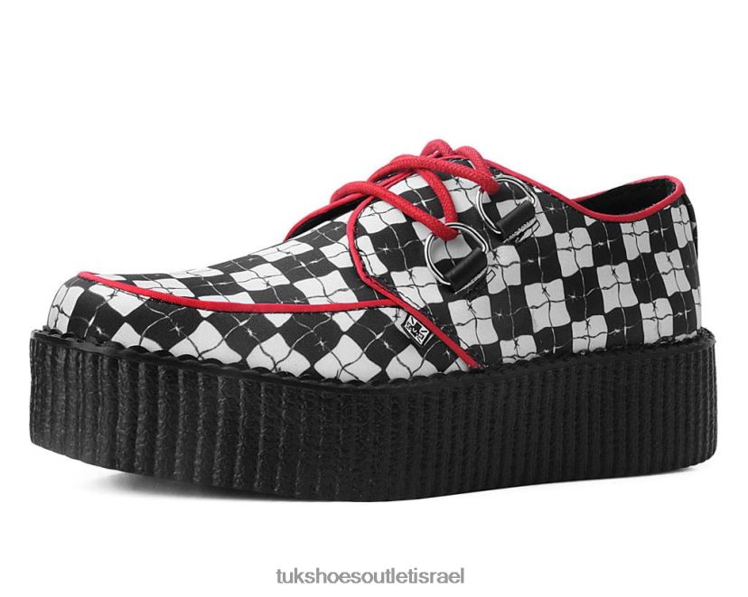 T.U.K. Footwear הַנעָלָה נשים משובץ דוקרני ויוה מונדו קריפר JBPR115 לבן שחור