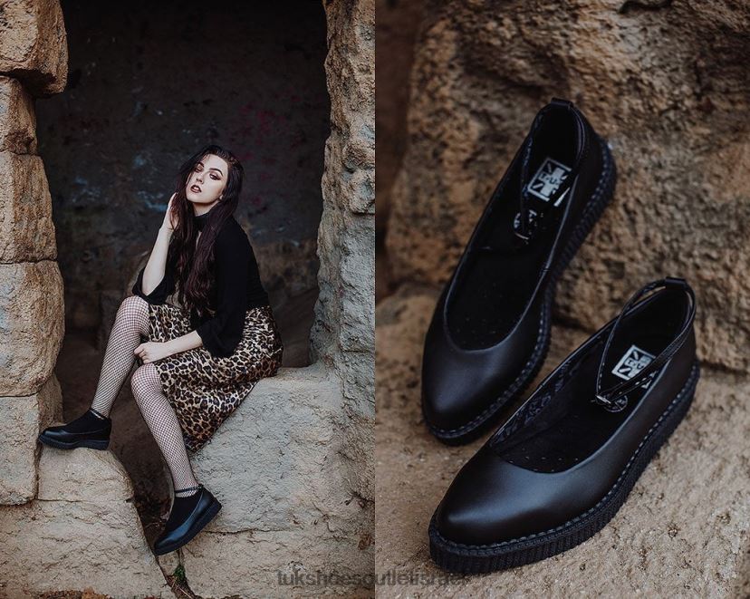 T.U.K. Footwear הַנעָלָה נשים קריפר בלט JBPR138 שָׁחוֹר