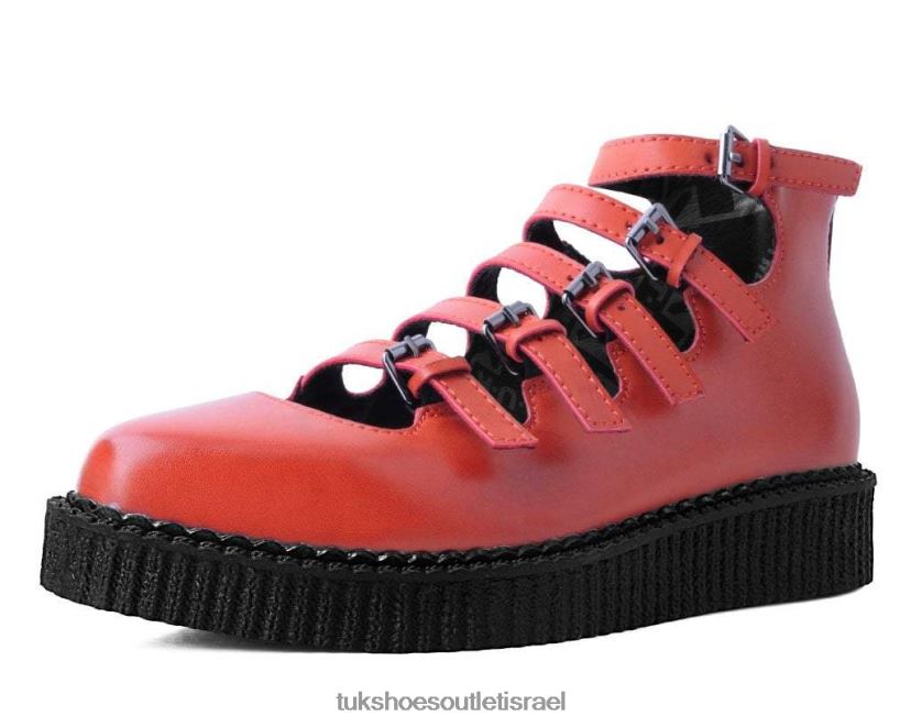 T.U.K. Footwear הַנעָלָה נשים מרי ג'יין מחודדת מרובת רצועות JBPR144 תפוז