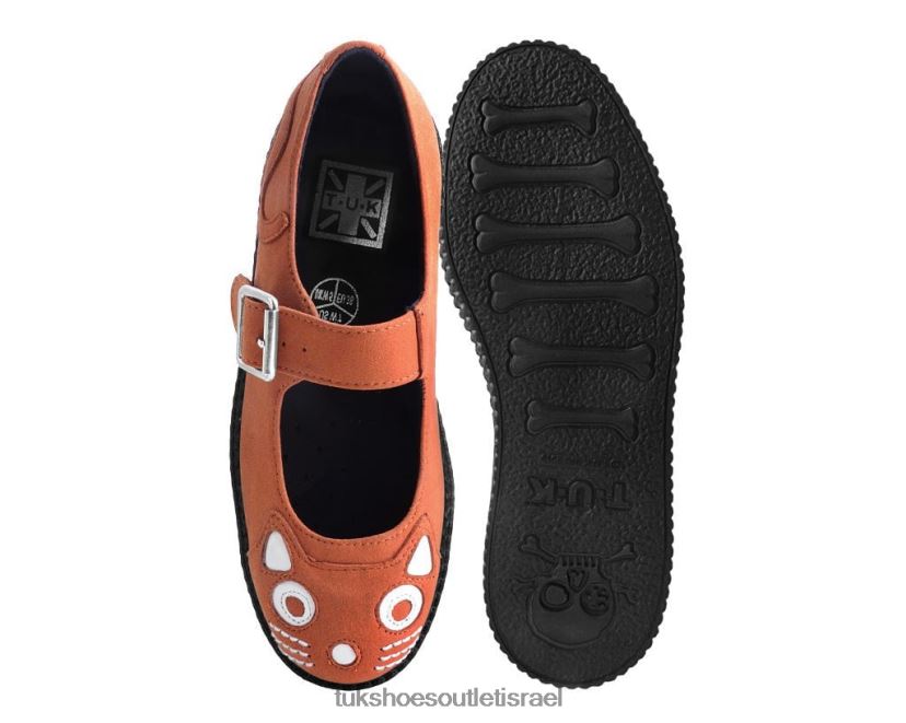 T.U.K. Footwear הַנעָלָה נשים קיטי זמש מזויף ויוה נמוך מרי ג'יין JBPR159 תפוז