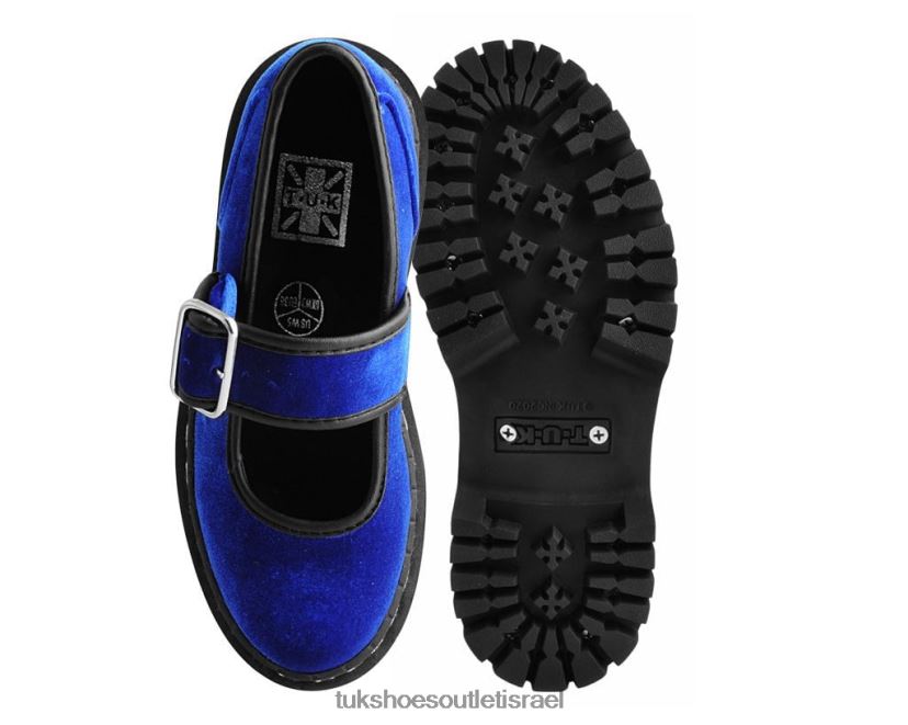 T.U.K. Footwear הַנעָלָה נשים מרי ג'יין דו קומתיים קטיפה JBPR167 כְּחוֹל