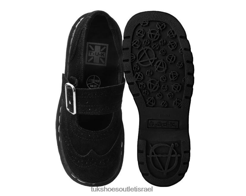 T.U.K. Footwear הַנעָלָה נשים ברוג זמש מרי ג'יין JBPR173 שָׁחוֹר