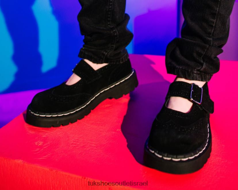 T.U.K. Footwear הַנעָלָה נשים ברוג זמש מרי ג'יין JBPR173 שָׁחוֹר