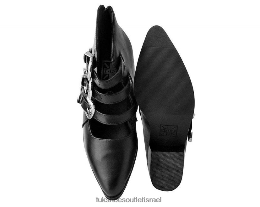 T.U.K. Footwear הַנעָלָה נשים עקב בלוק אבזם מערבי JBPR180 שָׁחוֹר