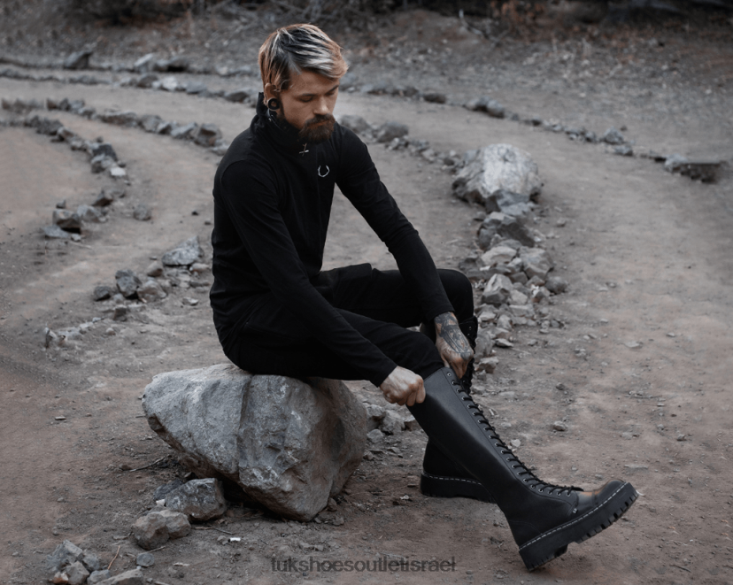 T.U.K. Footwear הַנעָלָה נשים מגף קומות כפול בגובה הברך JBPR200 שָׁחוֹר