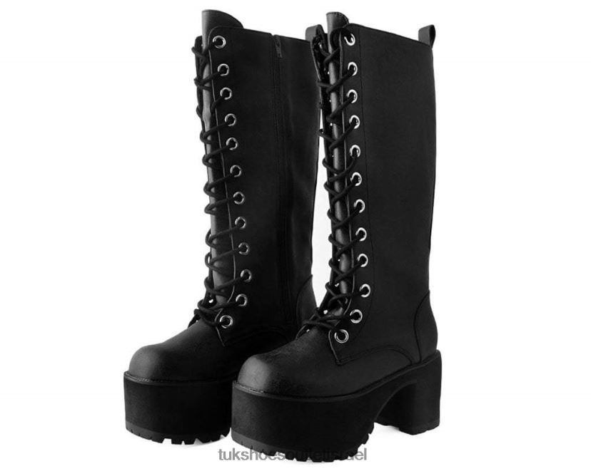 T.U.K. Footwear הַנעָלָה נשים מגף דימום מהאף במצוקה בגובה הברך JBPR210 שָׁחוֹר