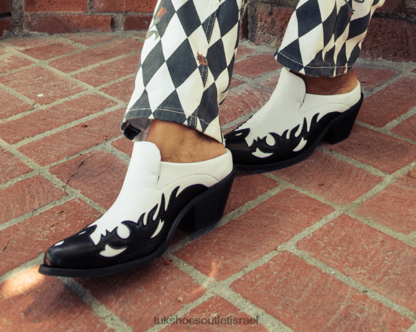 T.U.K. Footwear הַנעָלָה נשים להבה פרד מערבי JBPR217 לבן שחור
