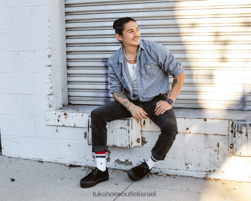 T.U.K. Footwear הַנעָלָה נשים נעלי סניקרס פלטפורמת זמש JBPR235 שָׁחוֹר