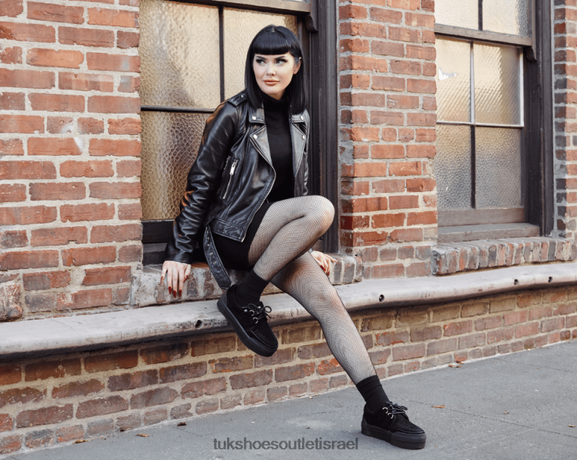 T.U.K. Footwear הַנעָלָה נשים נעלי סניקרס פלטפורמת זמש JBPR235 שָׁחוֹר