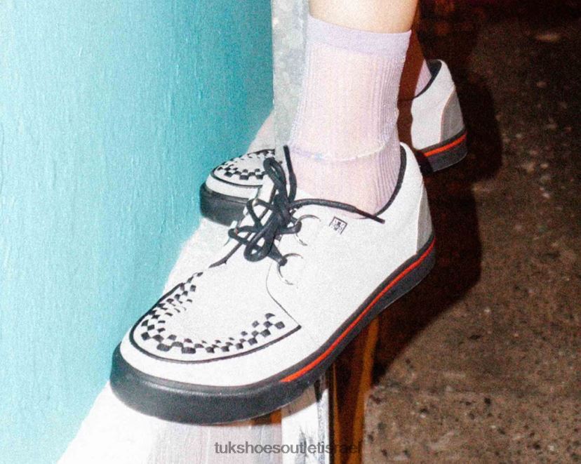 T.U.K. Footwear הַנעָלָה נשים לקצץ נעלי ספורט שזור JBPR264 זמש אפור/אדום