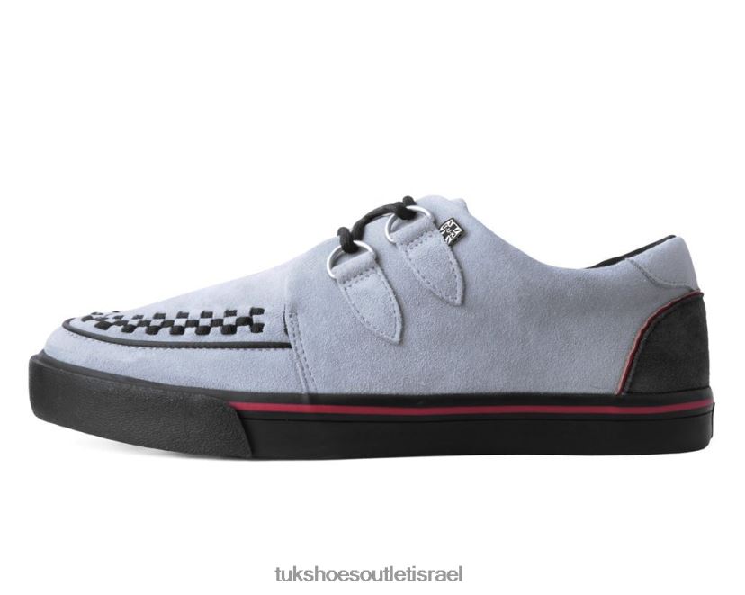 T.U.K. Footwear הַנעָלָה נשים לקצץ נעלי ספורט שזור JBPR264 זמש אפור/אדום