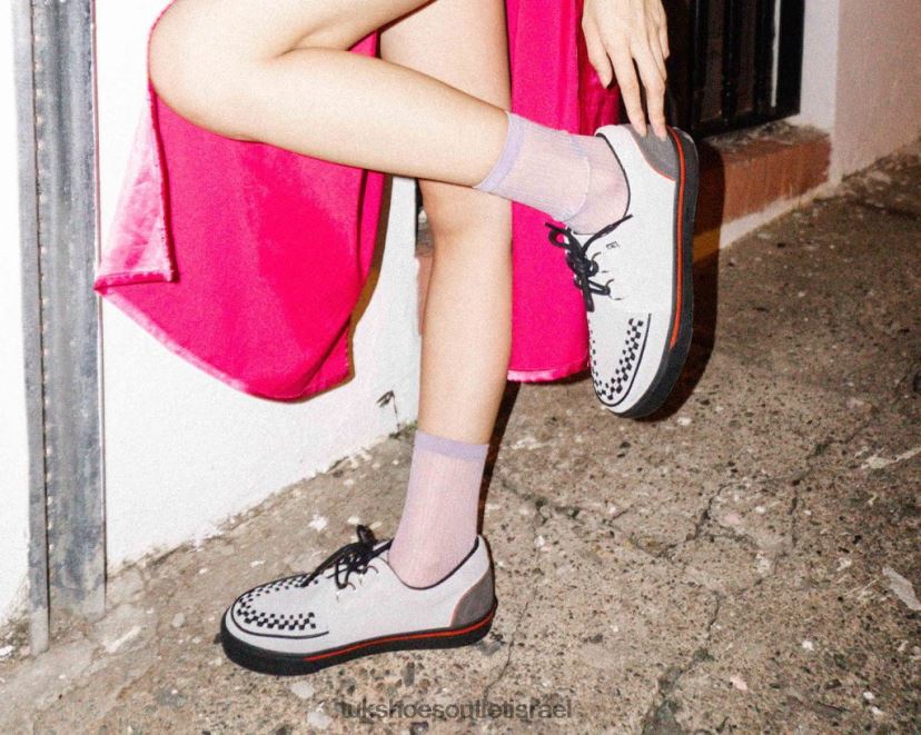 T.U.K. Footwear הַנעָלָה נשים לקצץ נעלי ספורט שזור JBPR264 זמש אפור/אדום