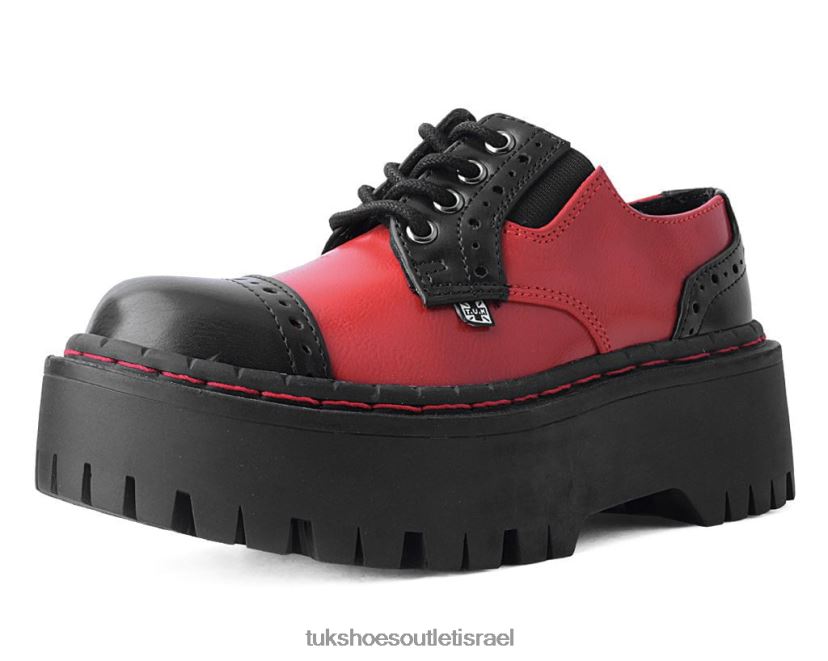 T.U.K. Footwear הַנעָלָה נשים ברוג קומתיים JBPR284 שחור/אדום