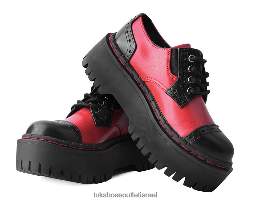 T.U.K. Footwear הַנעָלָה נשים ברוג קומתיים JBPR284 שחור/אדום