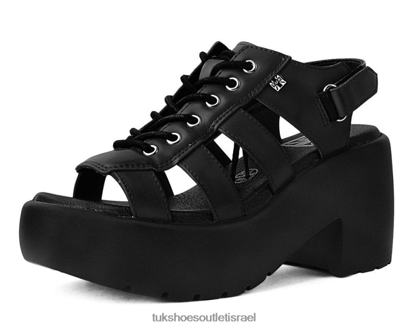 T.U.K. Footwear הַנעָלָה נשים עקב בועה שרוכים JBPR292 שָׁחוֹר