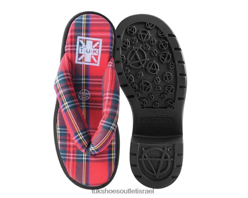 T.U.K. Footwear הַנעָלָה נשים עקב בועות עם רצועות טרטן JBPR311 אָדוֹם