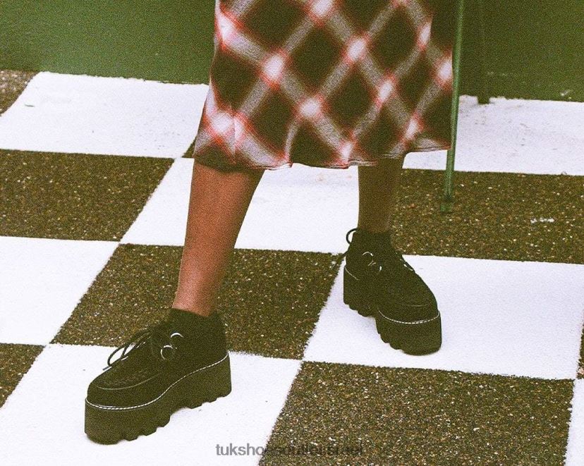 T.U.K. Footwear הַנעָלָה נשים זמש ד-רינג דינו זיז קריפר JBPR315 שָׁחוֹר