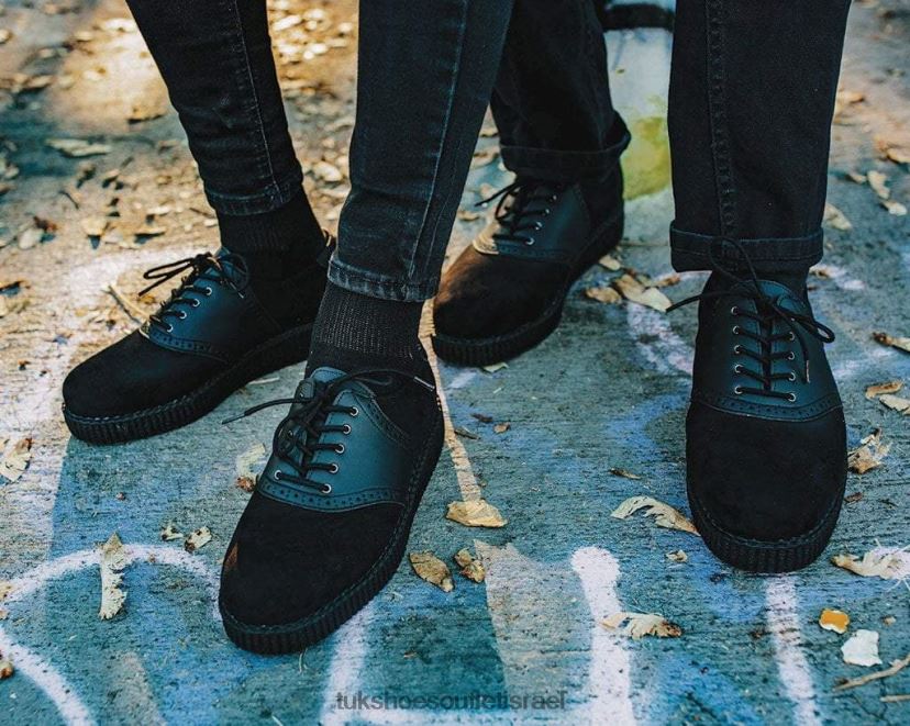 T.U.K. Footwear הַנעָלָה נשים זמש מלאכותי ואוכף אוקספורד JBPR39 שָׁחוֹר