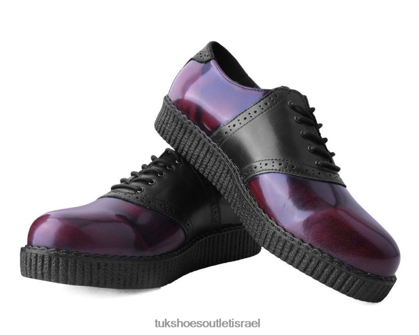 T.U.K. Footwear הַנעָלָה נשים אוכף שפשוף אוקספורד JBPR40 שחור/בורדו