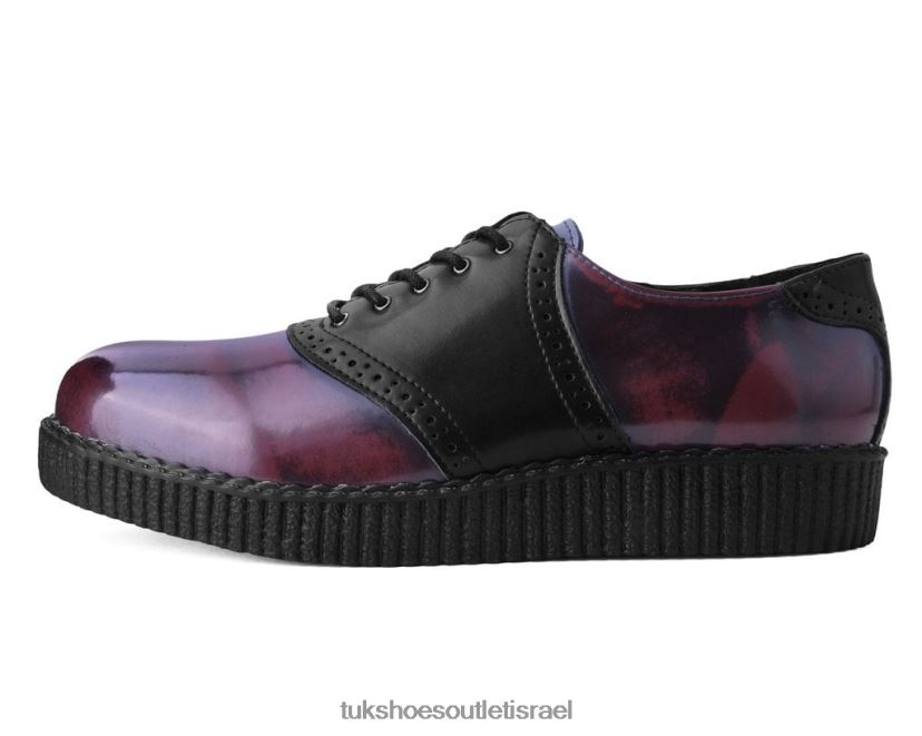 T.U.K. Footwear הַנעָלָה נשים אוכף שפשוף אוקספורד JBPR40 שחור/בורדו