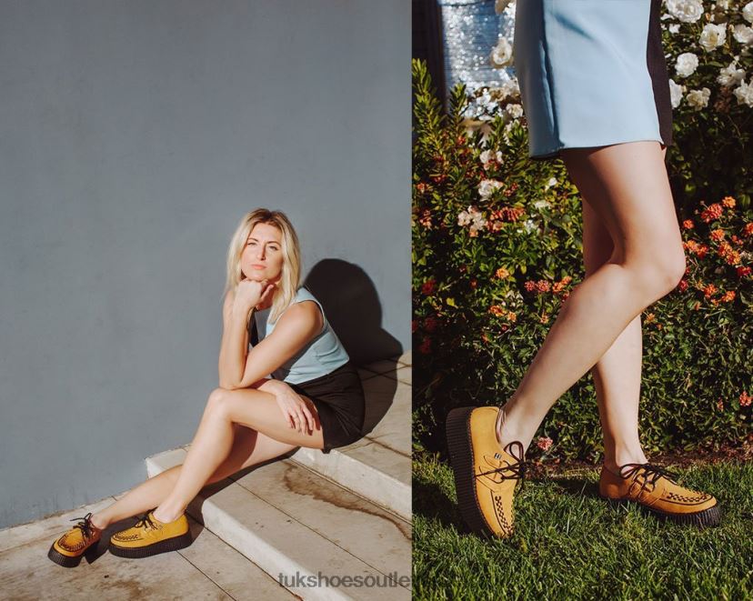 T.U.K. Footwear הַנעָלָה נשים ויוה מונדו קריפר JBPR47 צהוב