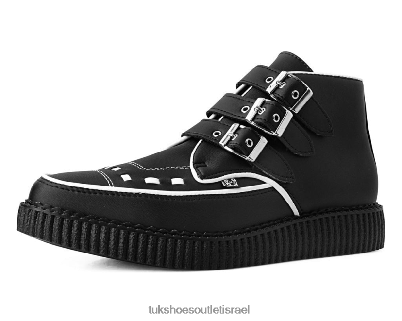 T.U.K. Footwear הַנעָלָה נשים מגף אבזם מחודד JBPR62 לבן שחור