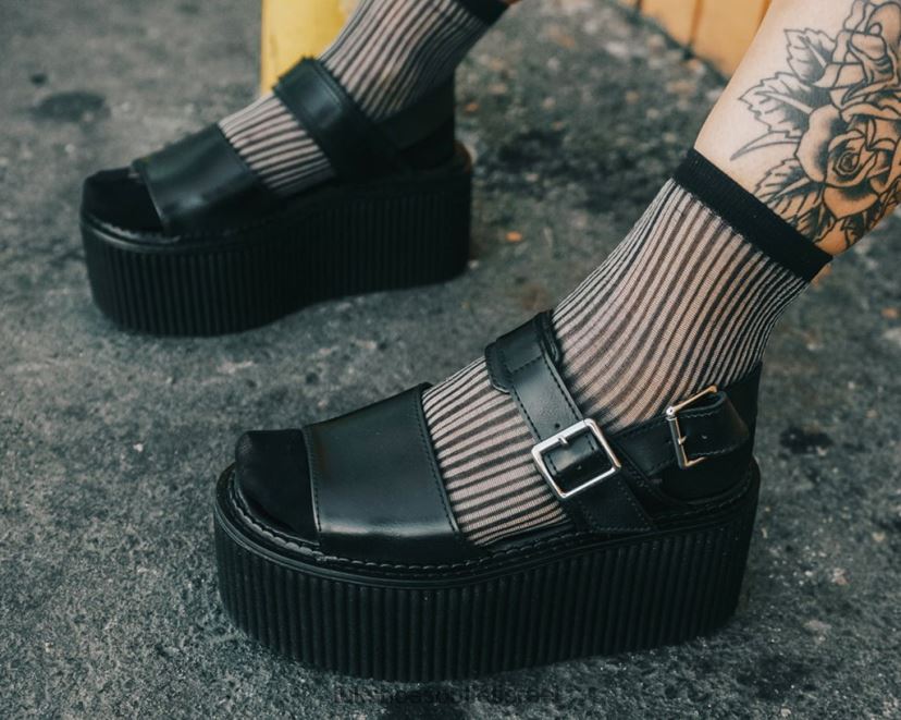 T.U.K. Footwear הַנעָלָה נשים סנדל סטרטו מצחצח JBPR78 שָׁחוֹר