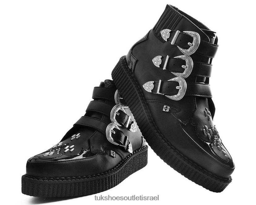 T.U.K. Footwear הַנעָלָה נשים מגף מחודד עם אבזם מערבי JBPR84 שָׁחוֹר