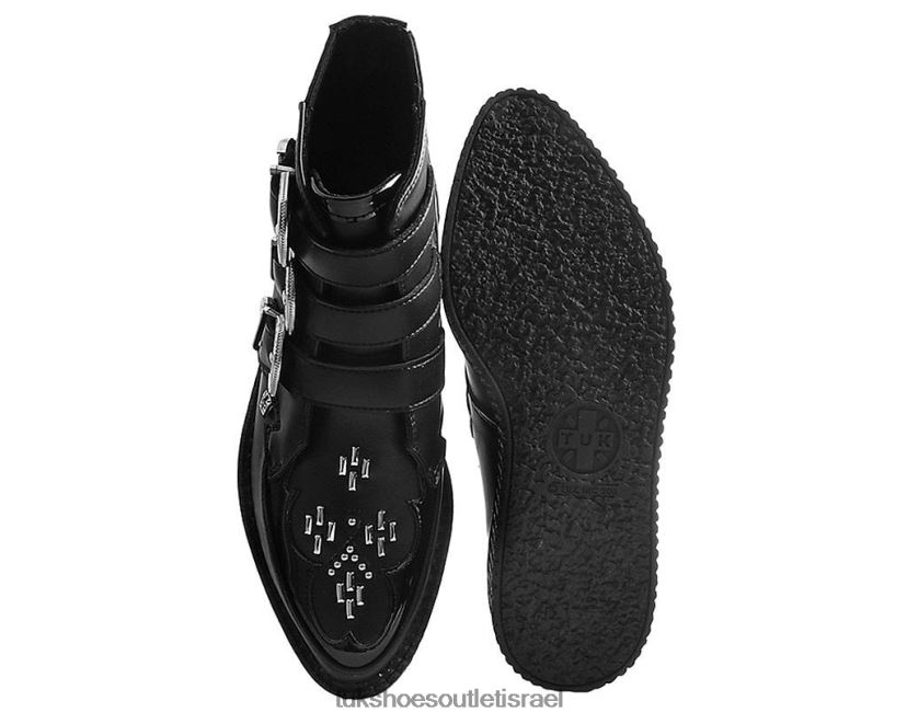 T.U.K. Footwear הַנעָלָה נשים מגף מחודד עם אבזם מערבי JBPR84 שָׁחוֹר