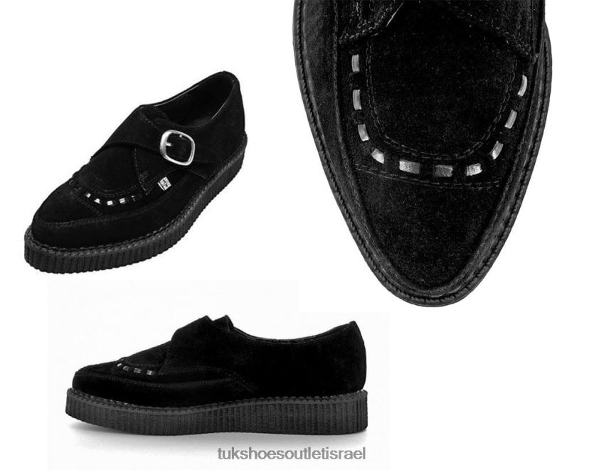 T.U.K. Footwear הַנעָלָה נשים קרפר אבזם מחודד זמש JBPR95 שָׁחוֹר