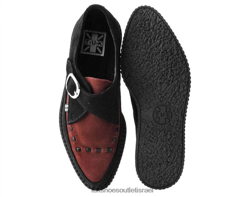 T.U.K. Footwear הַנעָלָה נשים קרפר אבזם מחודד זמש JBPR96 שחור/בורדו