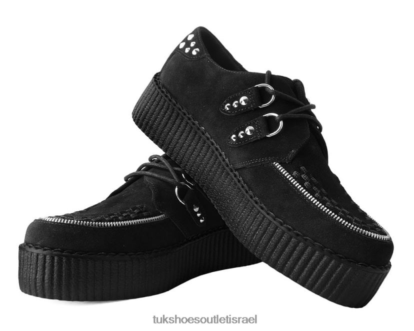T.U.K. Footwear הַנעָלָה נשים רוכסן זמש משובץ Mondo Creeper JBPR25 שָׁחוֹר