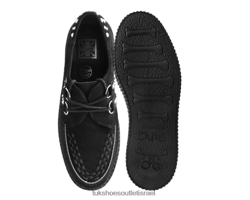 T.U.K. Footwear הַנעָלָה נשים רוכסן זמש משובץ Mondo Creeper JBPR25 שָׁחוֹר