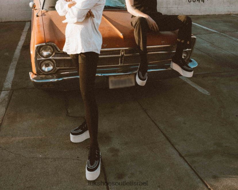 T.U.K. Footwear הַנעָלָה נשים Stratocreeper שזור זמש JBPR73 לבן שחור