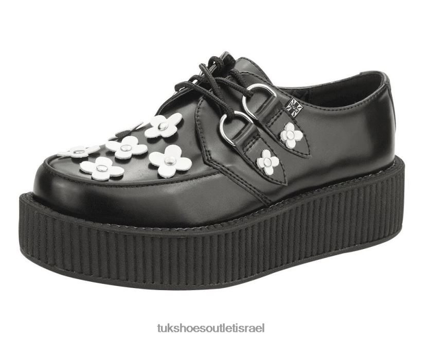 T.U.K. Footwear הַנעָלָה נשים flower viva mondo creepers JBPR8 לבן שחור