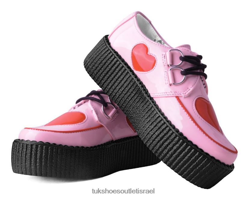T.U.K. Footwear הַנעָלָה נשים heart viva mondo creeper JBPR103 ורוד/אדום
